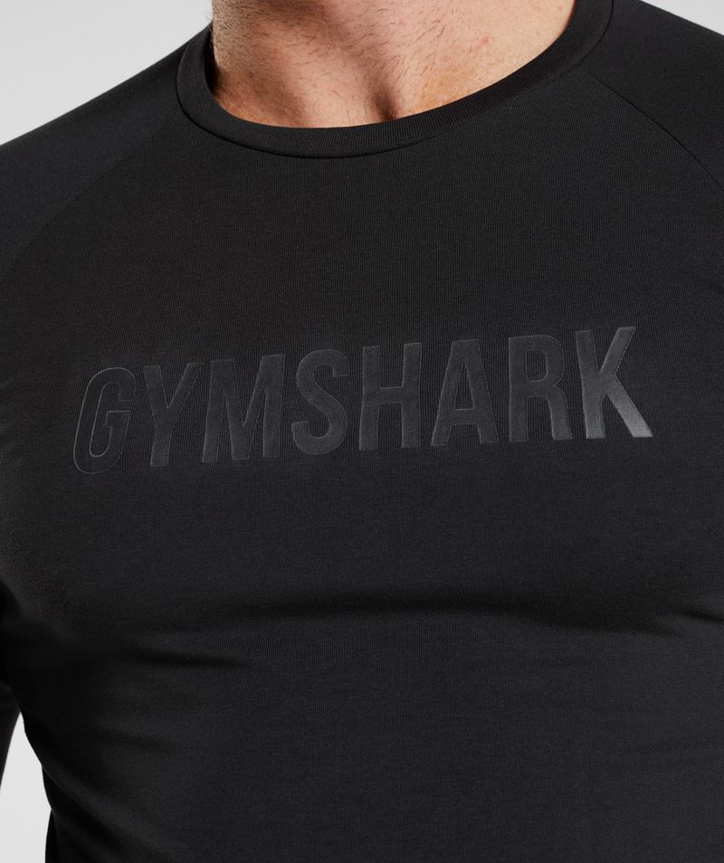 Men's Gymshark Apollo Long Sleeve T-Shirts Black | USA  3421-AEKZB