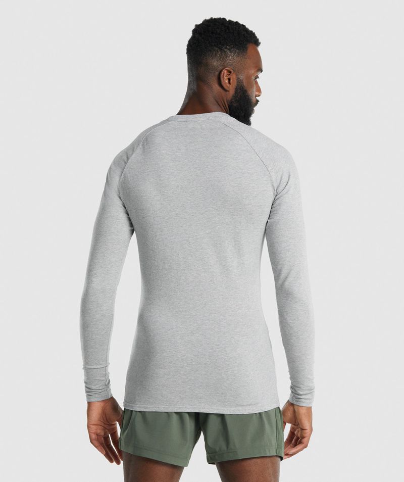 Men's Gymshark Apollo Long Sleeve T-Shirts Light Grey | USA  5724-VNWCT