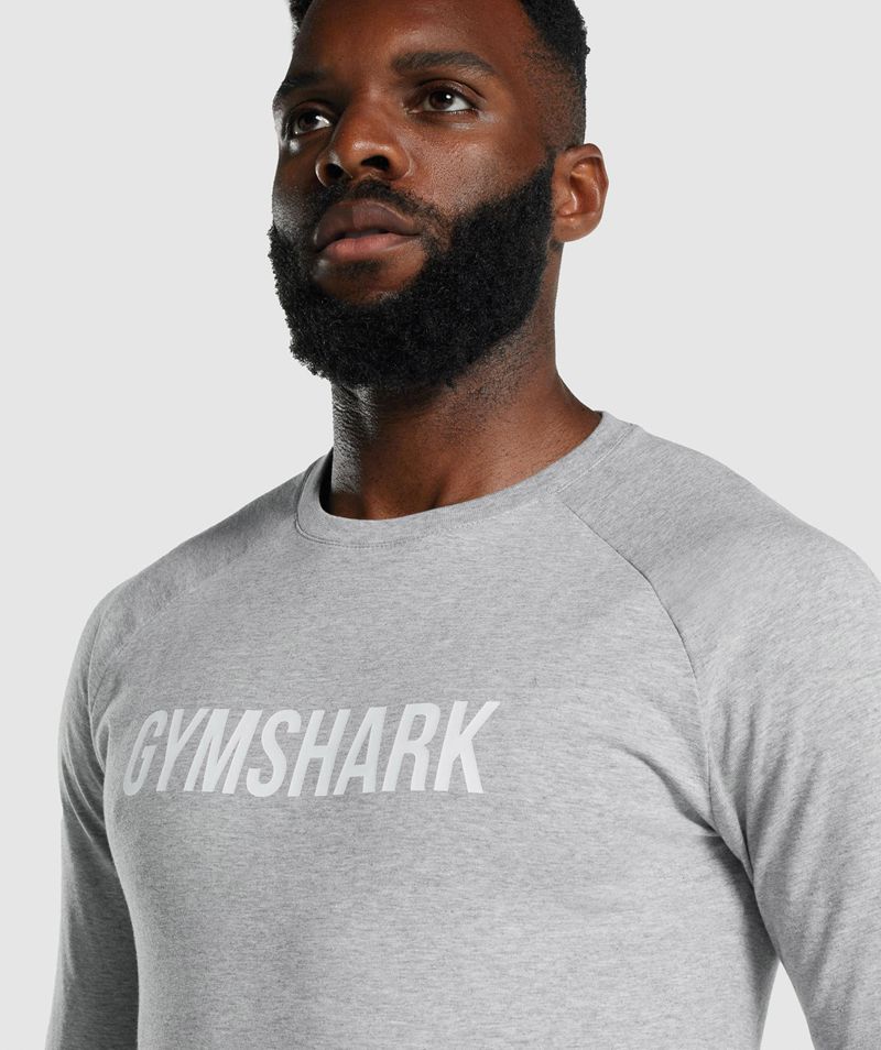 Men's Gymshark Apollo Long Sleeve T-Shirts Light Grey | USA  5724-VNWCT