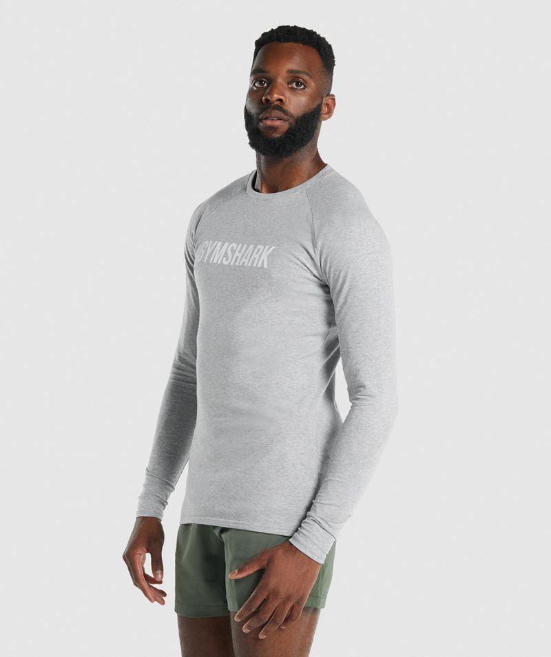 Men's Gymshark Apollo Long Sleeve T-Shirts Light Grey | USA  5724-VNWCT