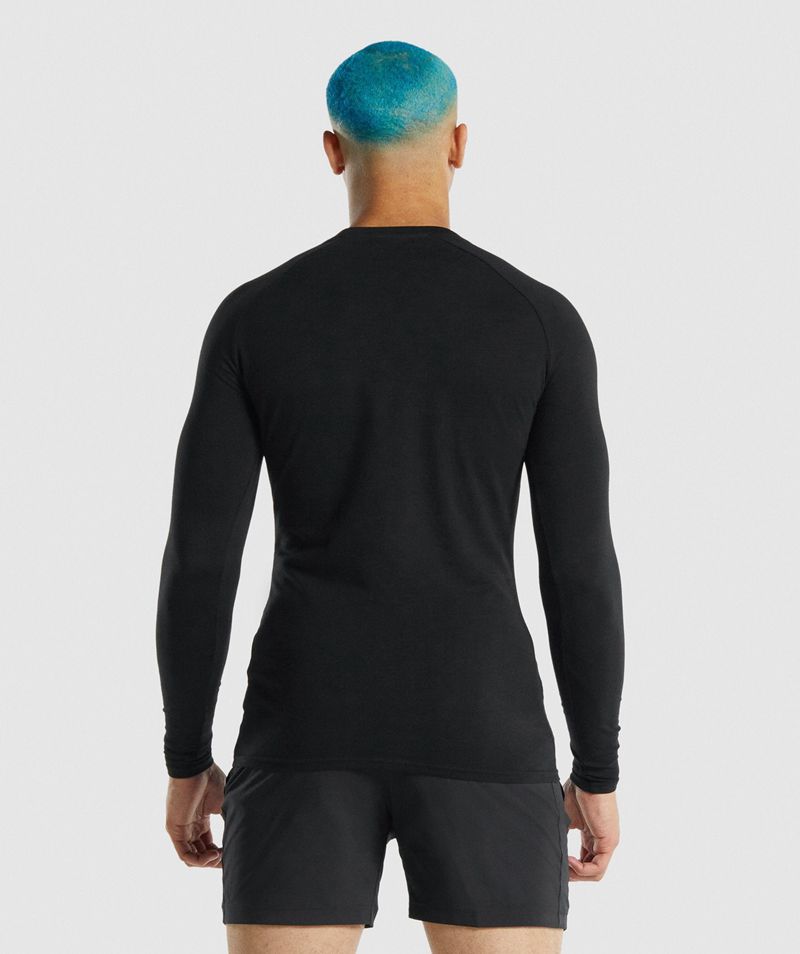 Men's Gymshark Apollo Long Sleeve T-Shirts Black | USA  9834-XEKAT