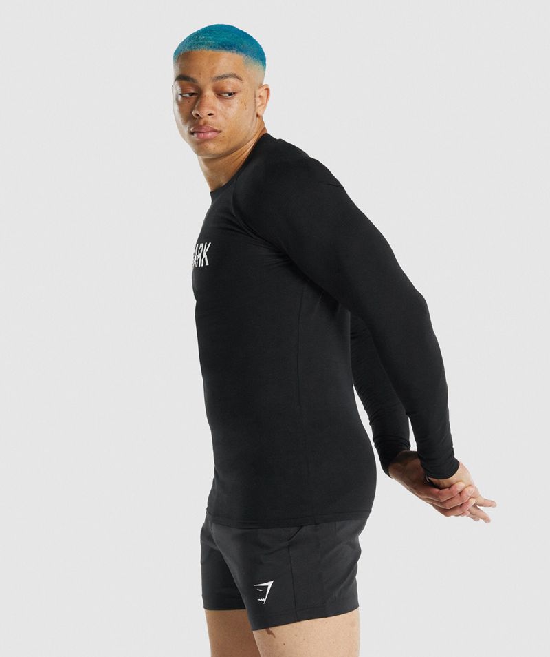 Men's Gymshark Apollo Long Sleeve T-Shirts Black | USA  9834-XEKAT