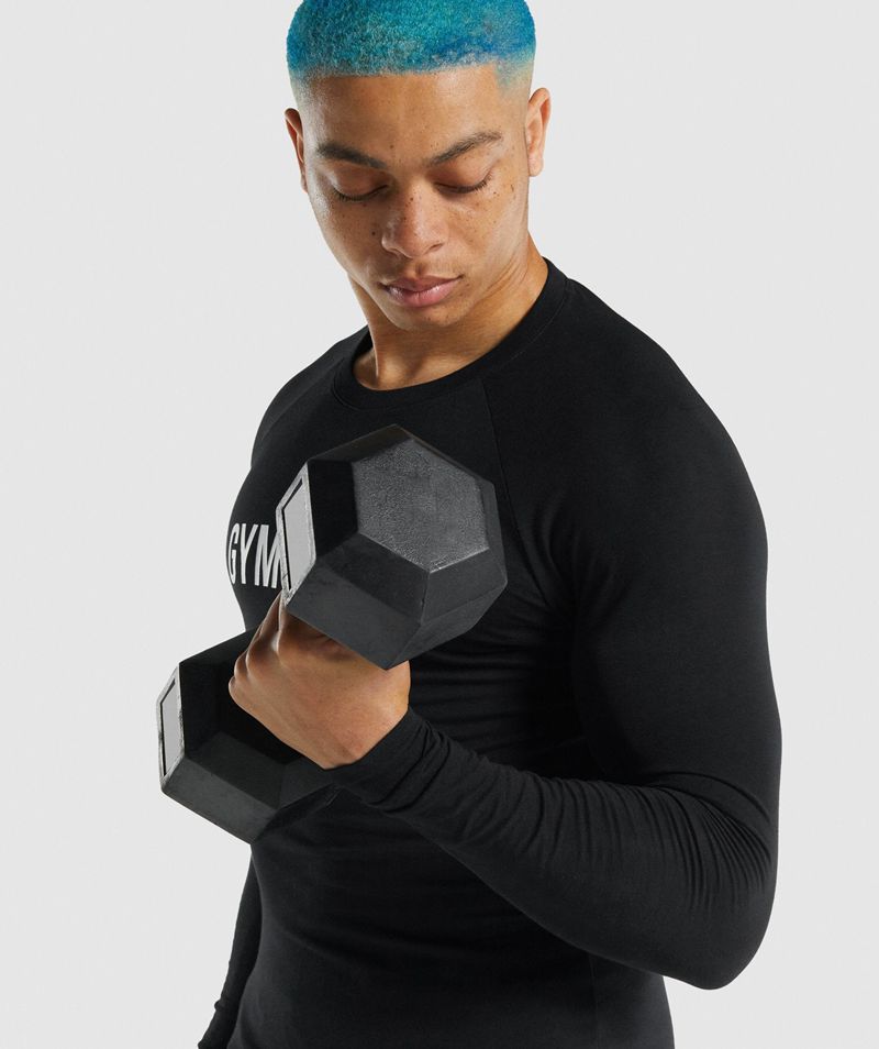 Men's Gymshark Apollo Long Sleeve T-Shirts Black | USA  9834-XEKAT