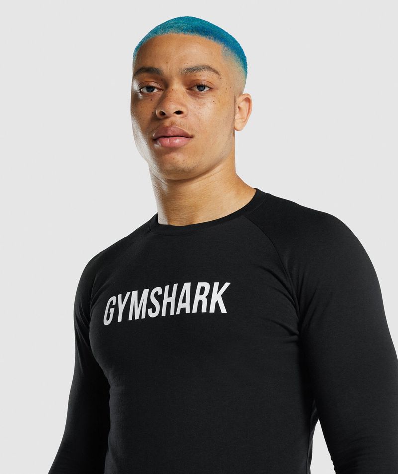 Men's Gymshark Apollo Long Sleeve T-Shirts Black | USA  9834-XEKAT