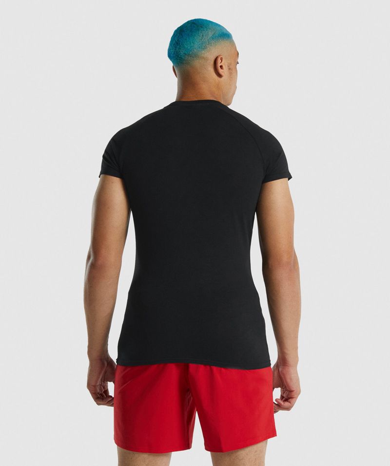 Men's Gymshark Apollo T-Shirts Black | USA  5082-PBYIW