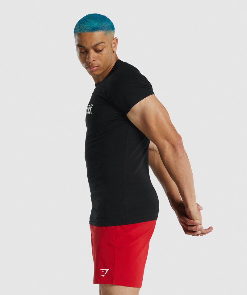 Men's Gymshark Apollo T-Shirts Black | USA  5082-PBYIW