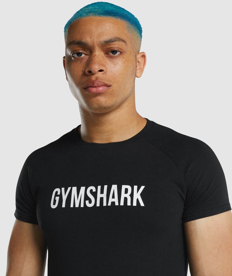 Men's Gymshark Apollo T-Shirts Black | USA  5082-PBYIW