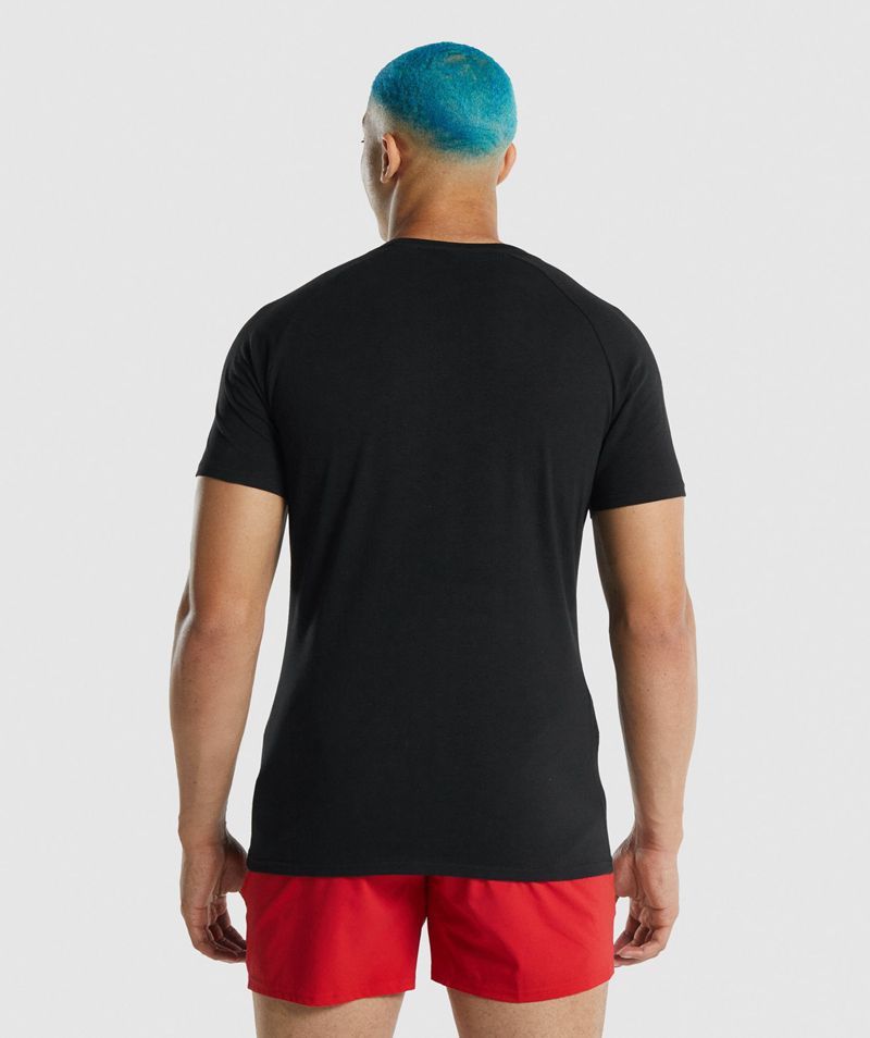 Men's Gymshark Apollo T-Shirts Black | USA  7389-ROAWB