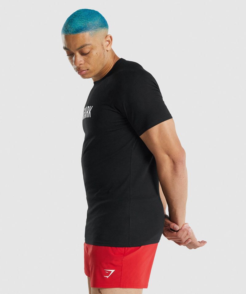 Men's Gymshark Apollo T-Shirts Black | USA  7389-ROAWB