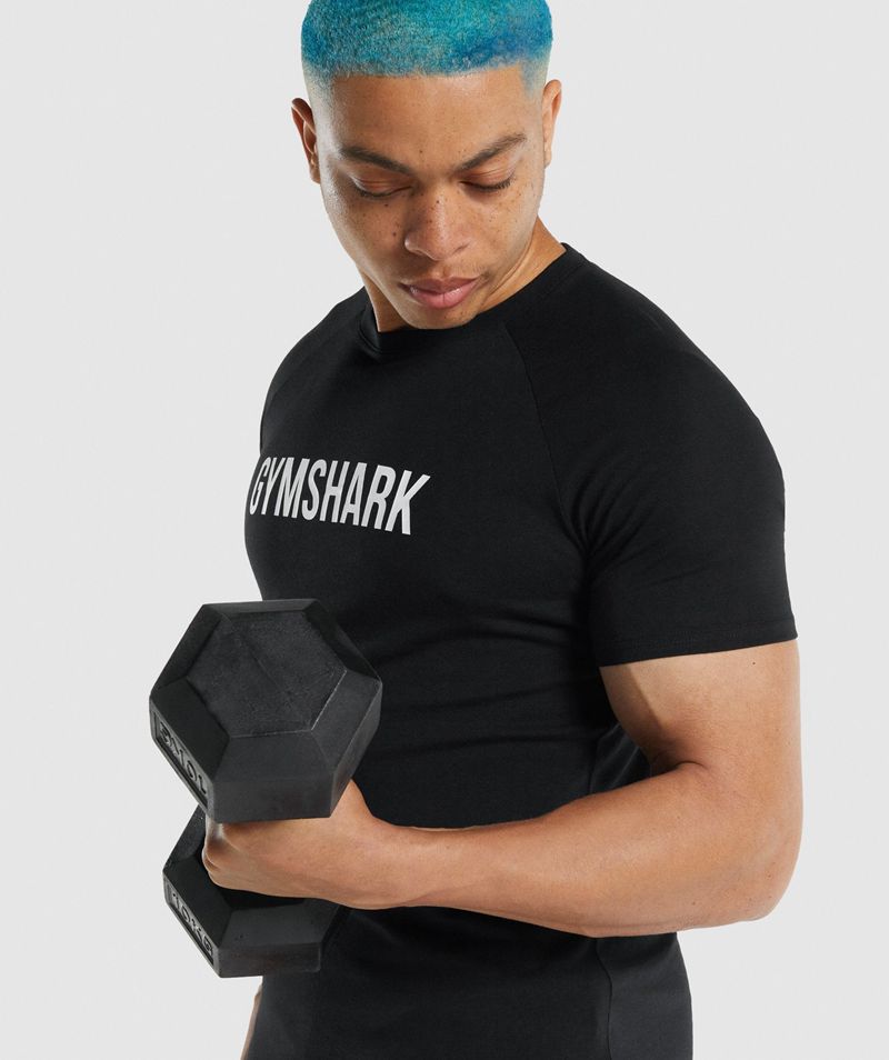 Men's Gymshark Apollo T-Shirts Black | USA  7389-ROAWB