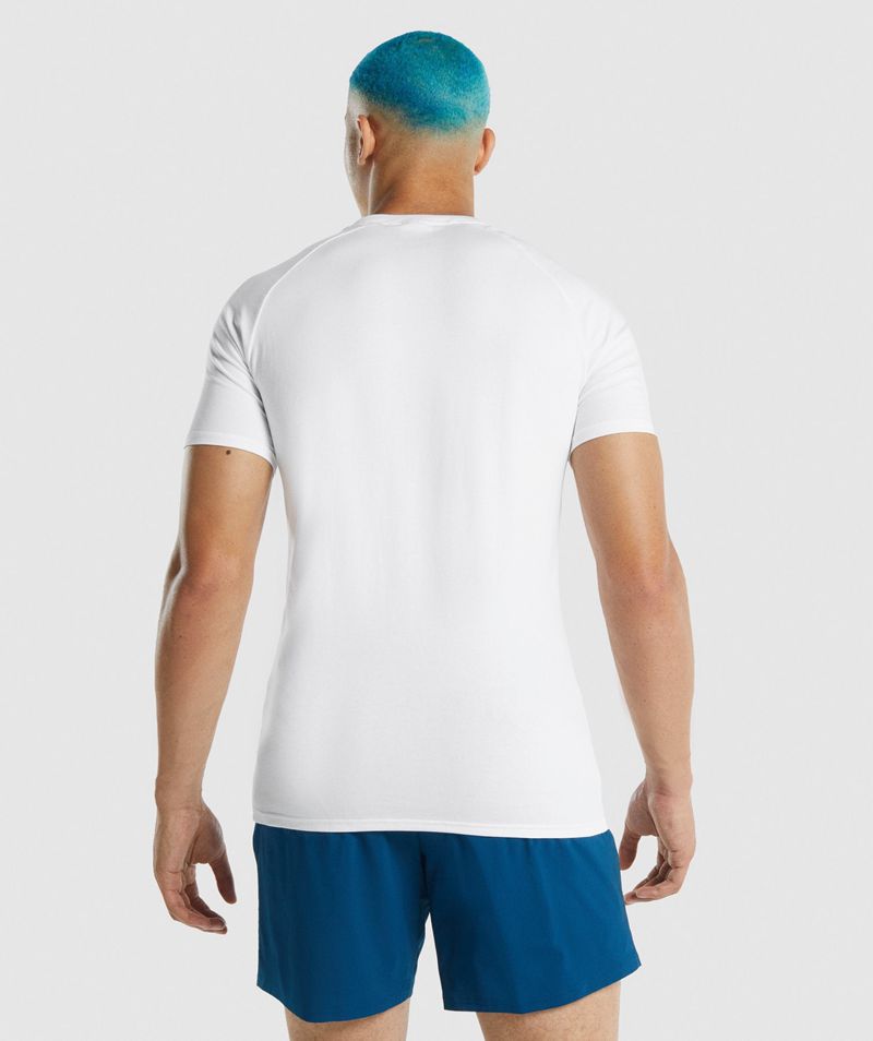 Men's Gymshark Apollo T-Shirts White | USA  4602-LWNJZ