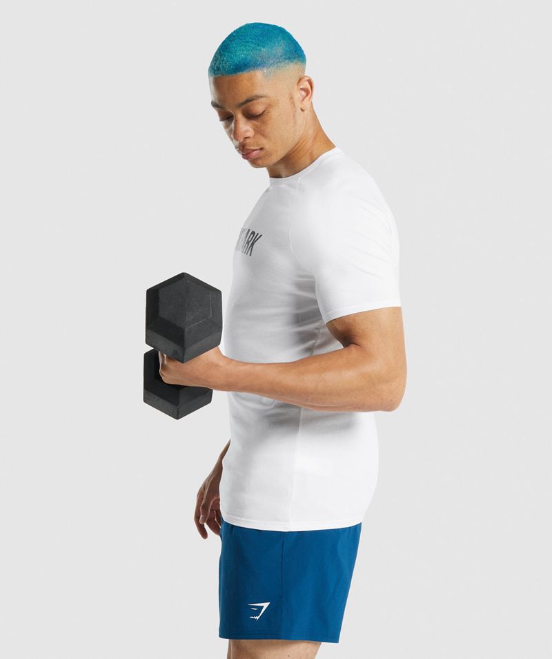 Men's Gymshark Apollo T-Shirts White | USA  4602-LWNJZ