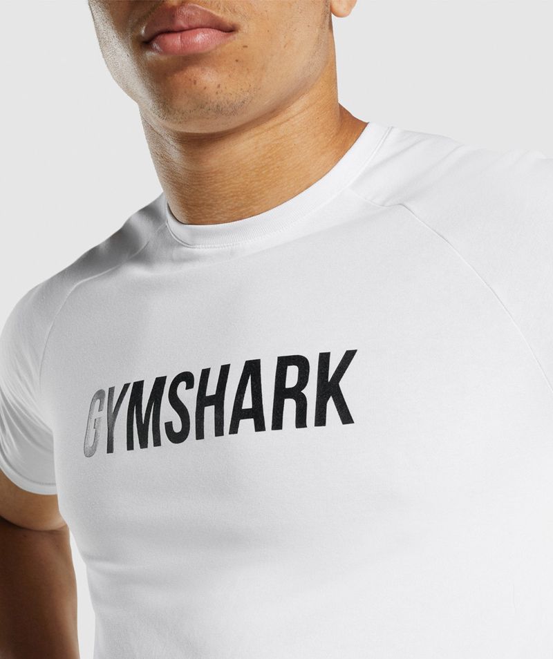 Men's Gymshark Apollo T-Shirts White | USA  4602-LWNJZ