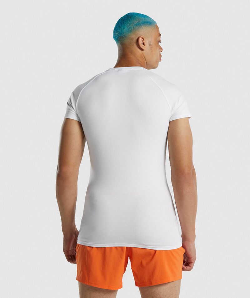 Men's Gymshark Apollo T-Shirts White | USA  8345-YLUWA