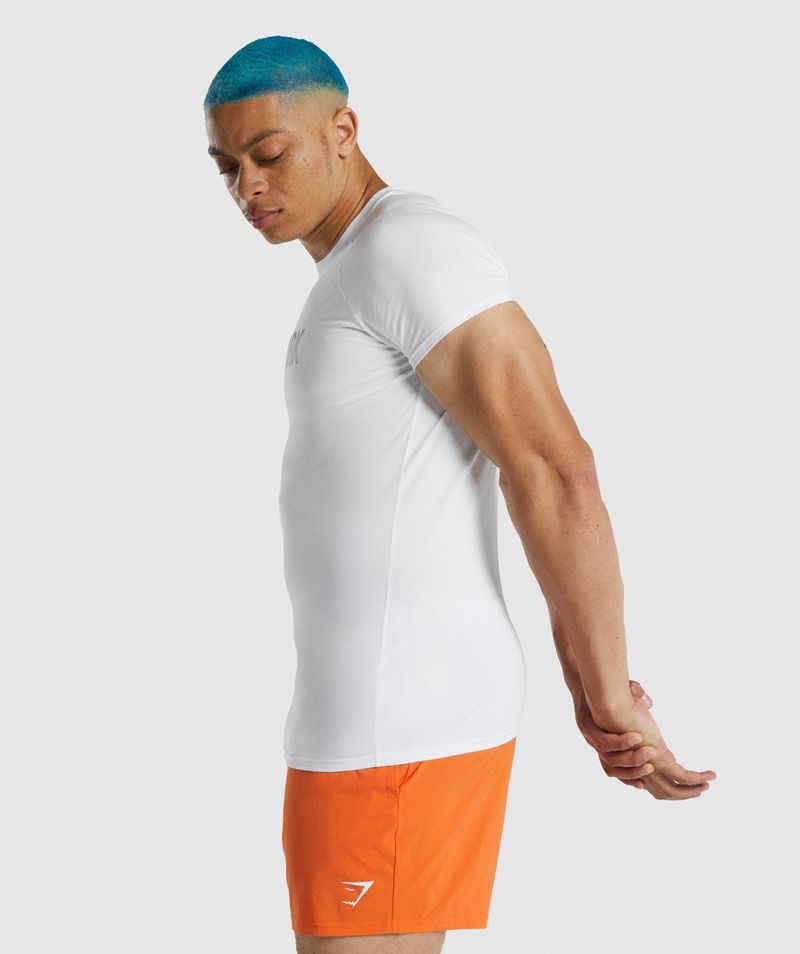 Men's Gymshark Apollo T-Shirts White | USA  8345-YLUWA