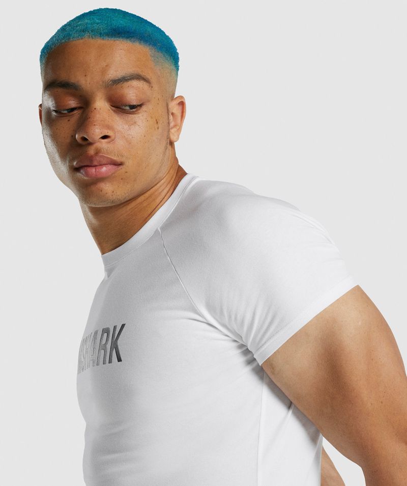 Men's Gymshark Apollo T-Shirts White | USA  8345-YLUWA