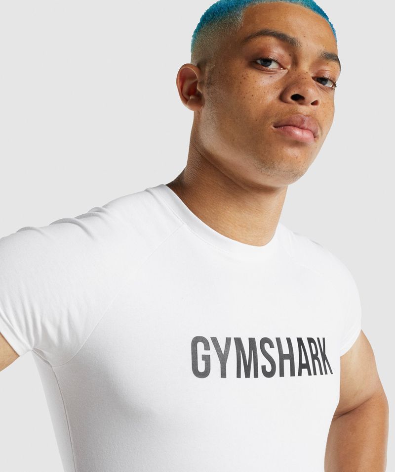 Men's Gymshark Apollo T-Shirts White | USA  8345-YLUWA