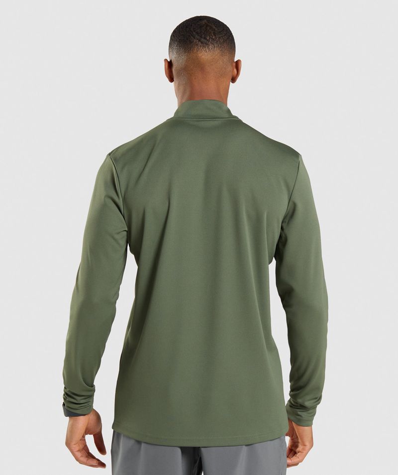 Men's Gymshark Arrival 1/4 Zip Sweatshirts Olive | USA  0134-TYVPO