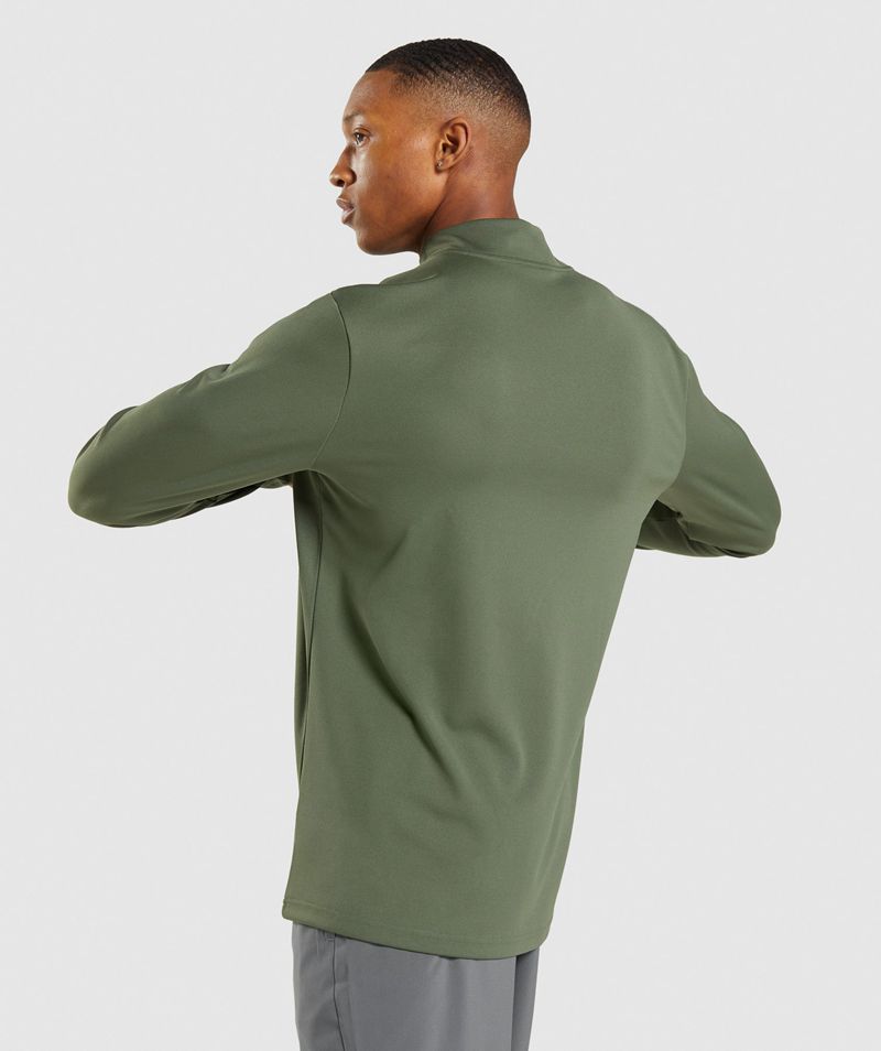 Men's Gymshark Arrival 1/4 Zip Sweatshirts Olive | USA  0134-TYVPO