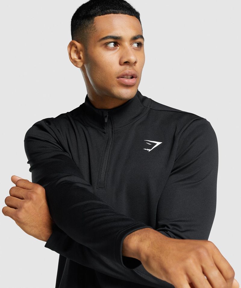 Men's Gymshark Arrival 1/4 Zip Sweatshirts Black | USA  5412-KRYOL