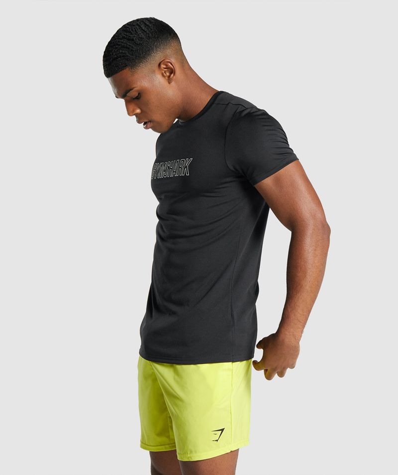 Men's Gymshark Arrival Graphic T-Shirts Black | USA  5231-VPGYR