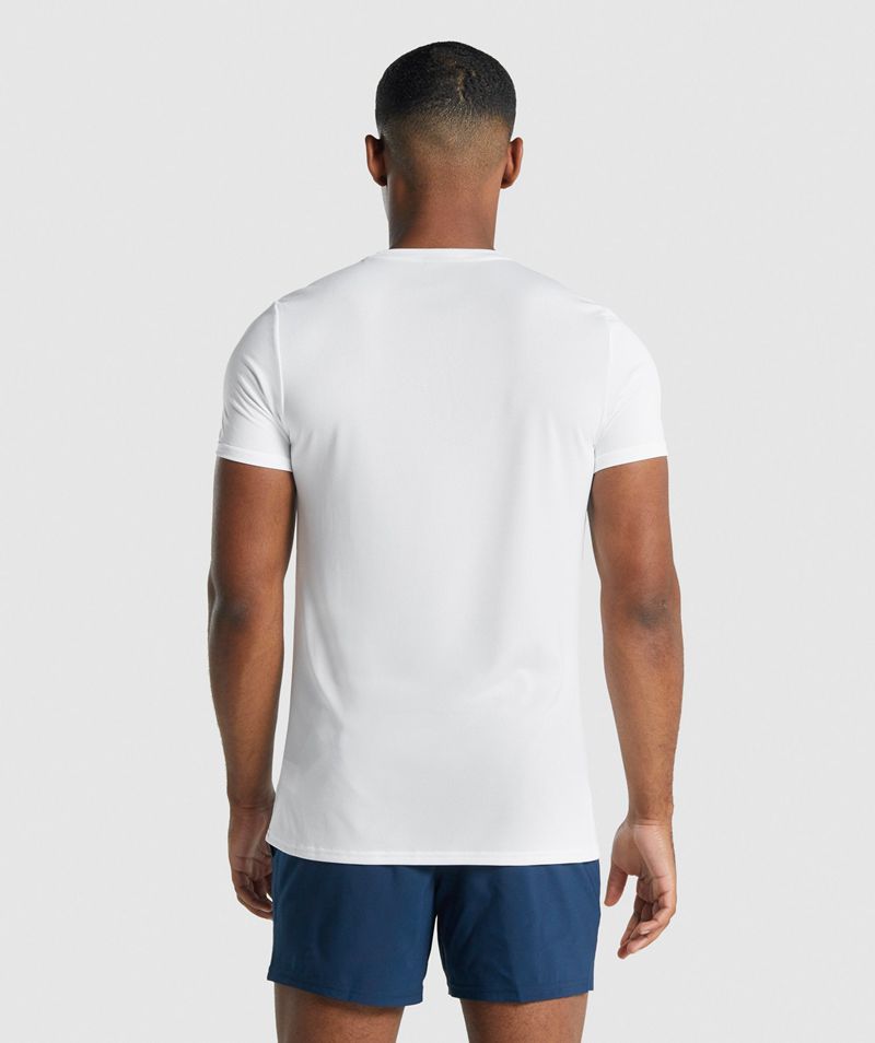 Men's Gymshark Arrival Graphic T-Shirts White | USA  8467-ATMIL