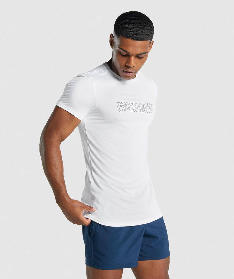 Men's Gymshark Arrival Graphic T-Shirts White | USA  8467-ATMIL