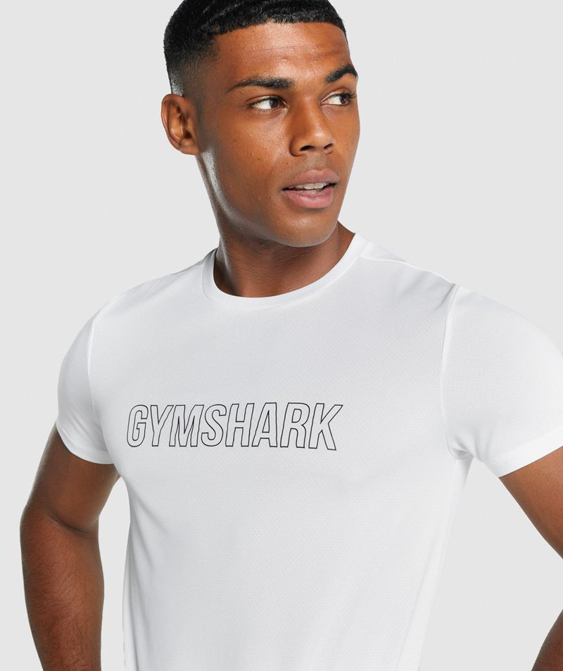 Men's Gymshark Arrival Graphic T-Shirts White | USA  8467-ATMIL