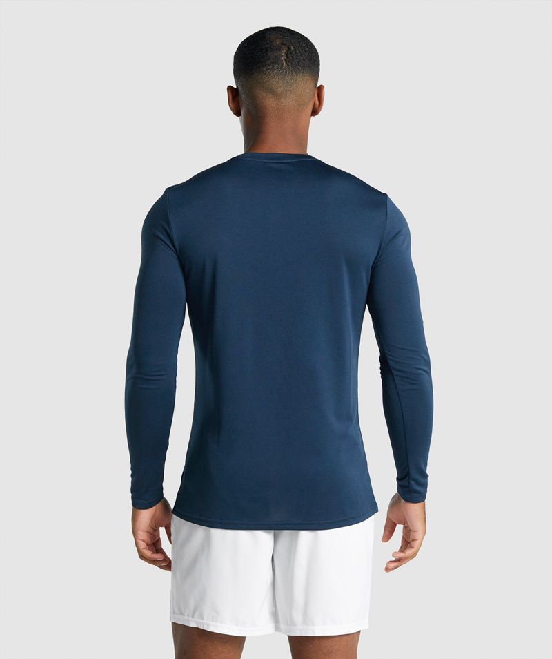 Men's Gymshark Arrival Long Sleeve Graphic T-Shirts Navy | USA  2839-VIWRY