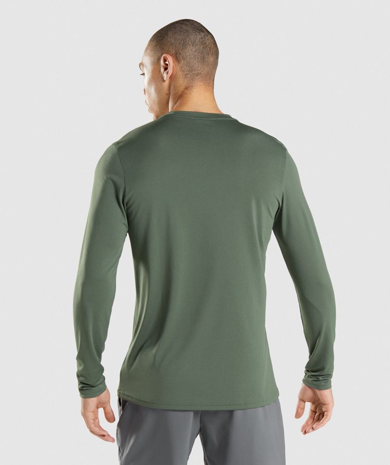 Men's Gymshark Arrival Long Sleeve T-Shirts Green | USA  0762-JVHYU