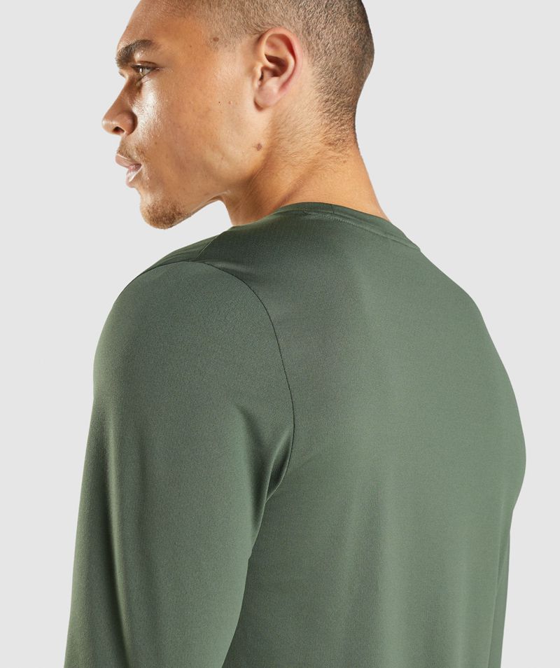 Men's Gymshark Arrival Long Sleeve T-Shirts Green | USA  0762-JVHYU