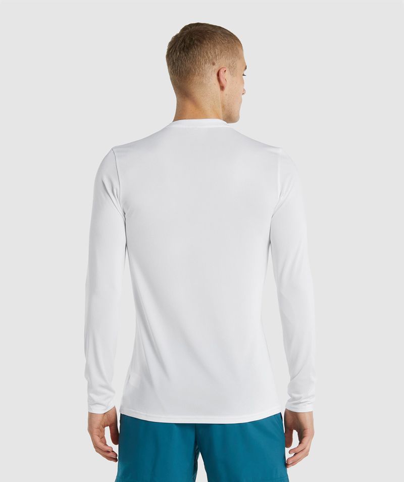 Men's Gymshark Arrival Long Sleeve T-Shirts White | USA  1207-BMZNY