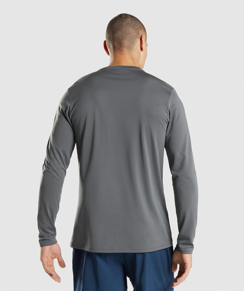 Men's Gymshark Arrival Long Sleeve T-Shirts Grey | USA  3504-ADLSC