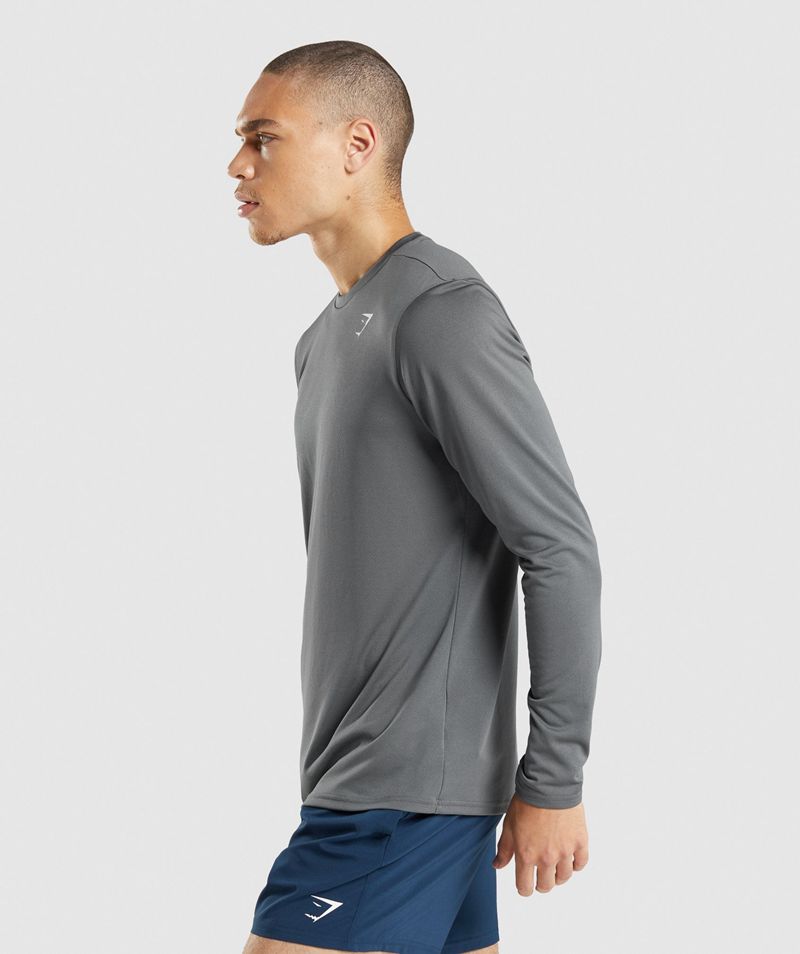 Men's Gymshark Arrival Long Sleeve T-Shirts Grey | USA  3504-ADLSC