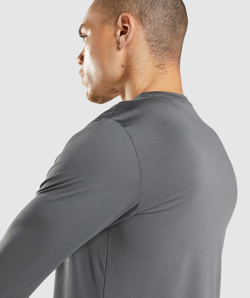 Men's Gymshark Arrival Long Sleeve T-Shirts Grey | USA  3504-ADLSC