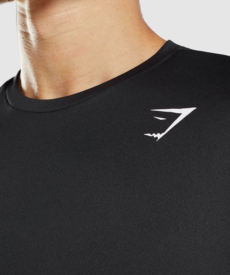 Men's Gymshark Arrival Long Sleeve T-Shirts Black | USA  3506-WQMZY