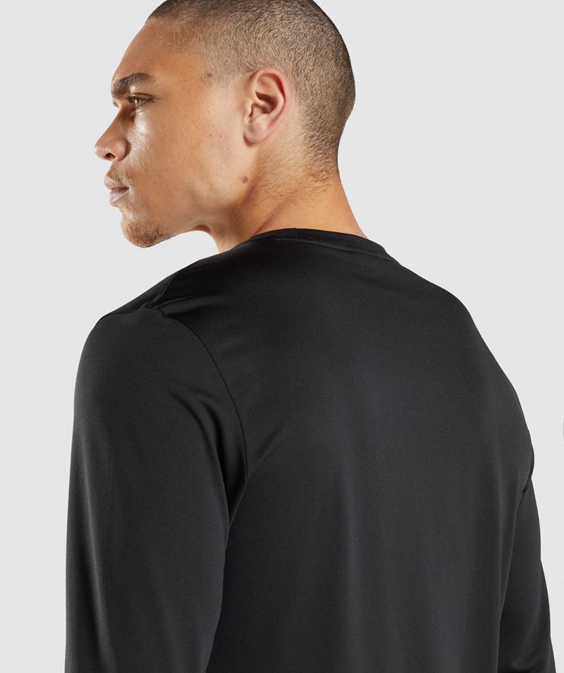 Men's Gymshark Arrival Long Sleeve T-Shirts Black | USA  3506-WQMZY