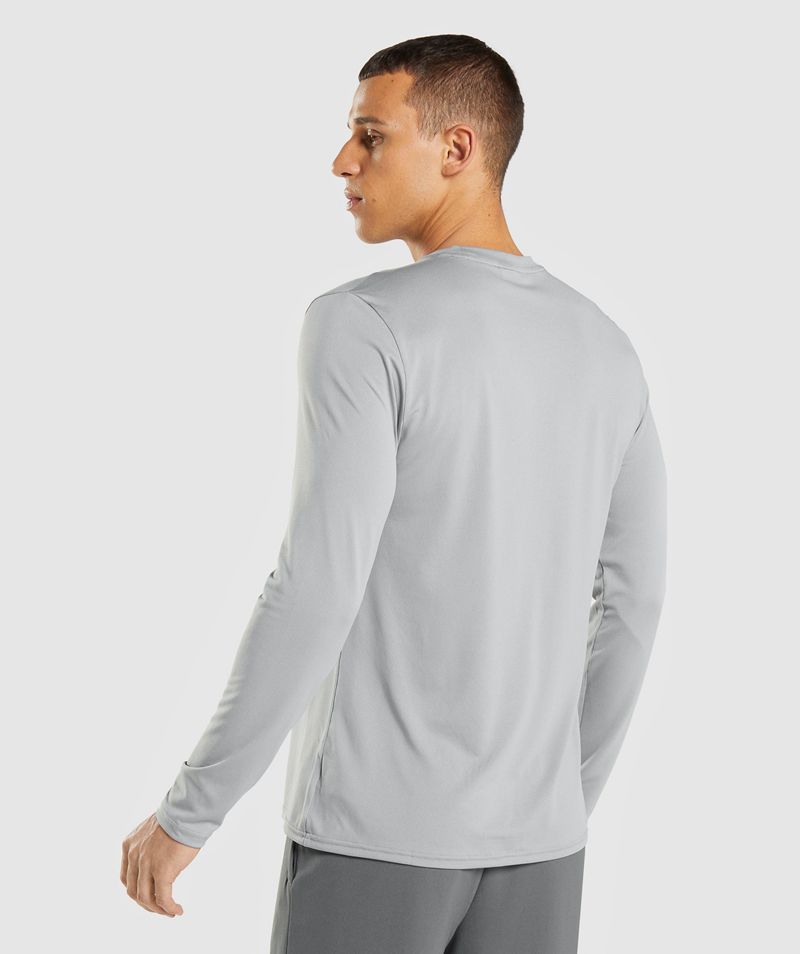 Men's Gymshark Arrival Long Sleeve T-Shirts Grey | USA  4326-NTRCP