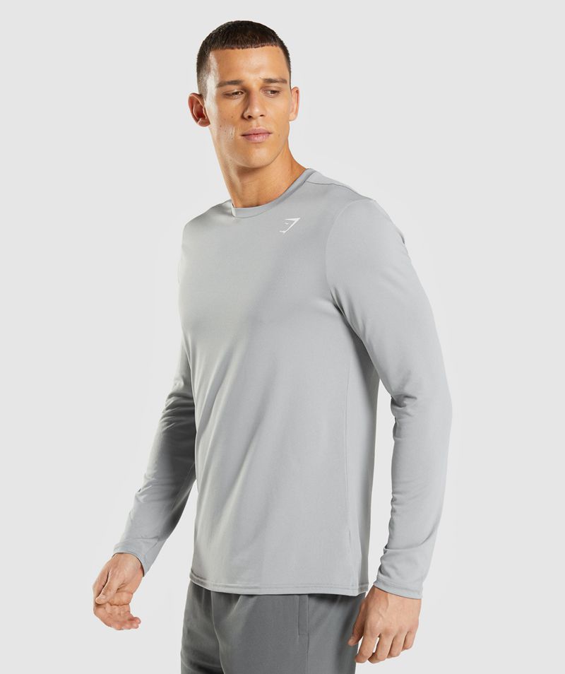 Men's Gymshark Arrival Long Sleeve T-Shirts Grey | USA  4326-NTRCP