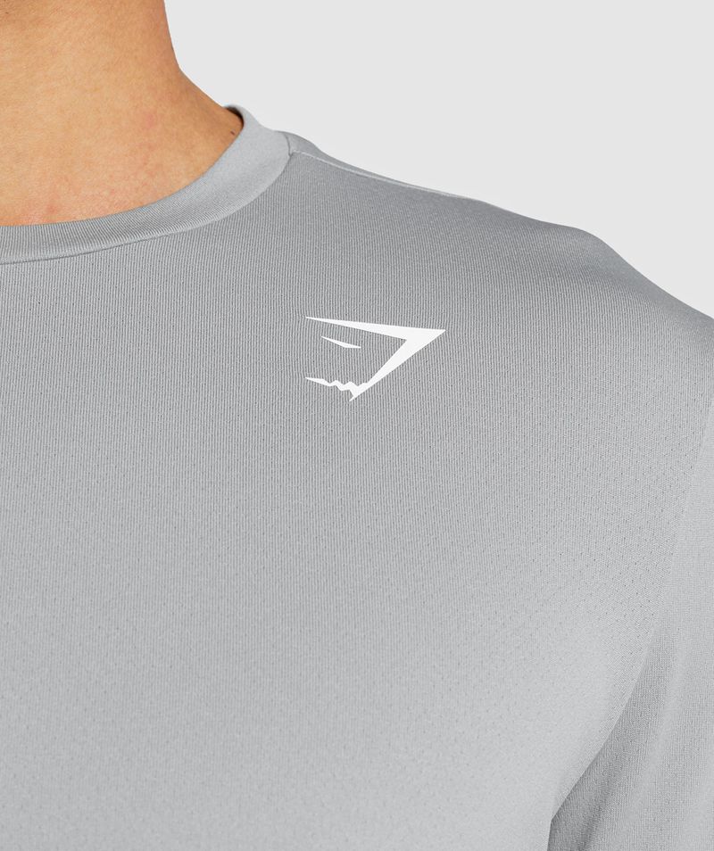 Men's Gymshark Arrival Long Sleeve T-Shirts Grey | USA  4326-NTRCP