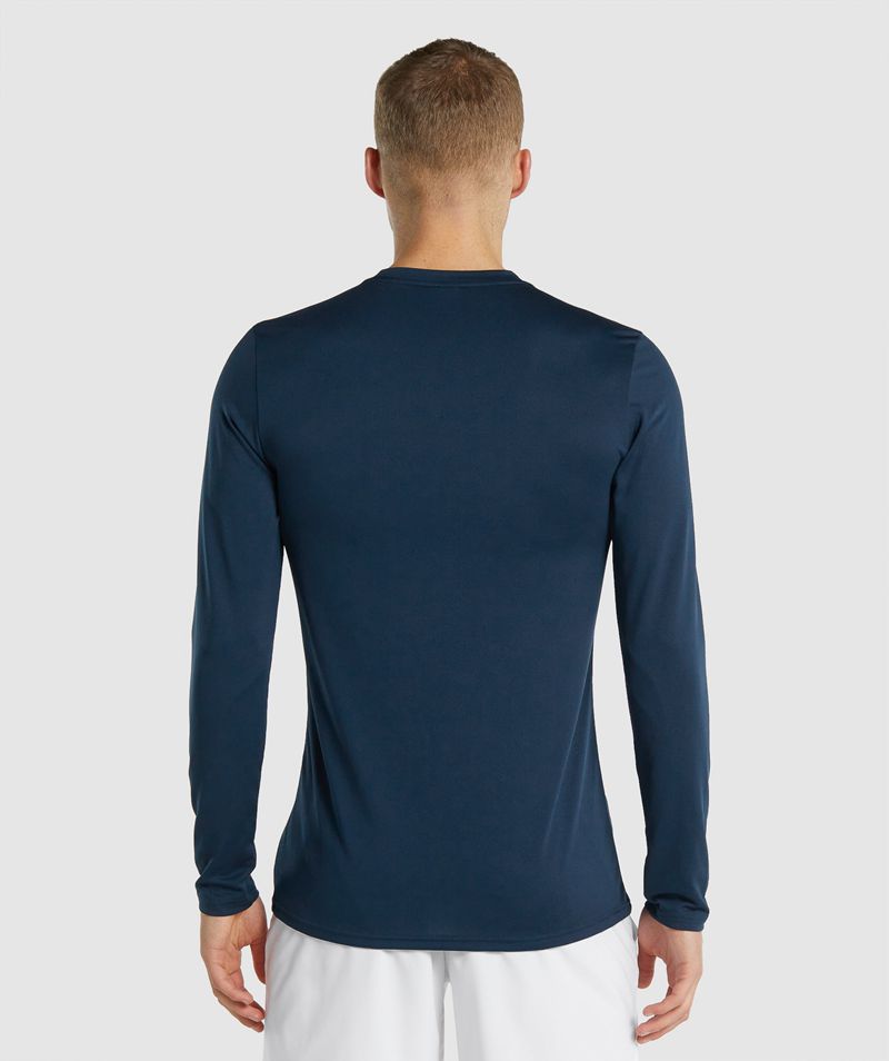 Men's Gymshark Arrival Long Sleeve T-Shirts Navy | USA  4690-IMRCP