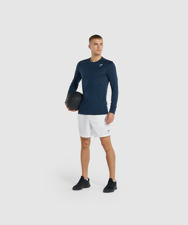 Men's Gymshark Arrival Long Sleeve T-Shirts Navy | USA  4690-IMRCP