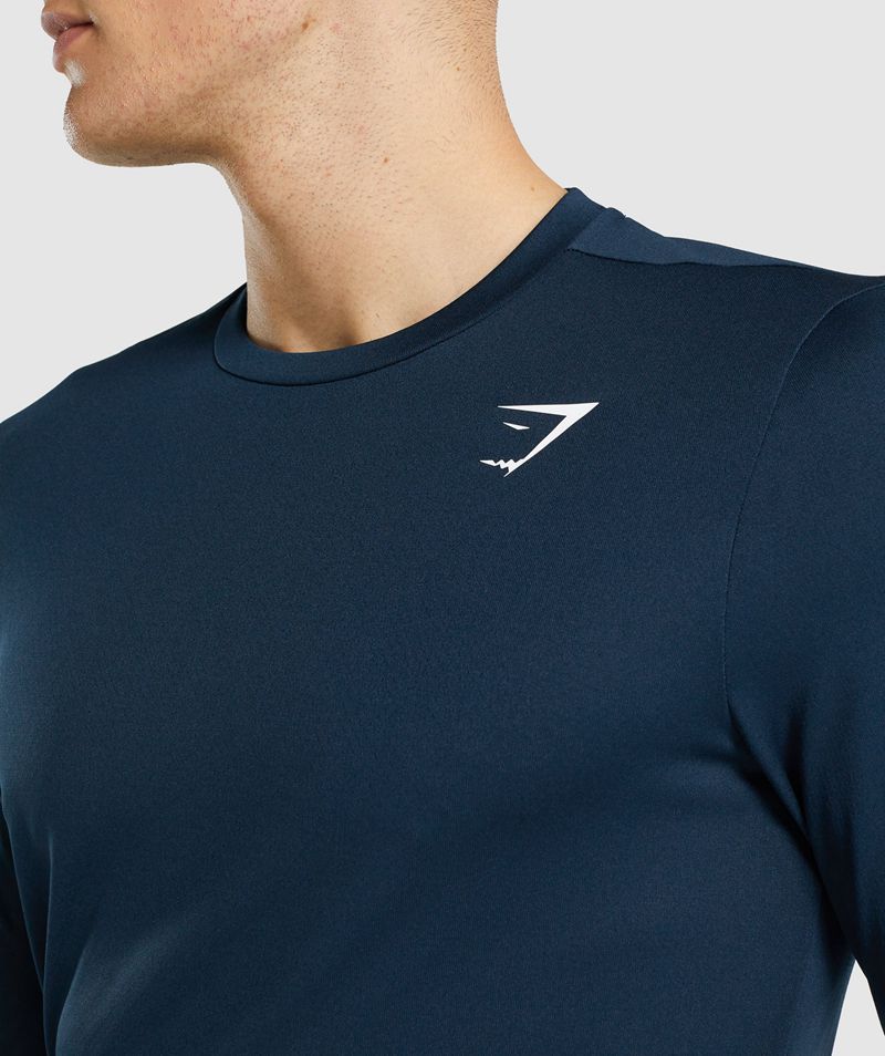 Men's Gymshark Arrival Long Sleeve T-Shirts Navy | USA  4690-IMRCP