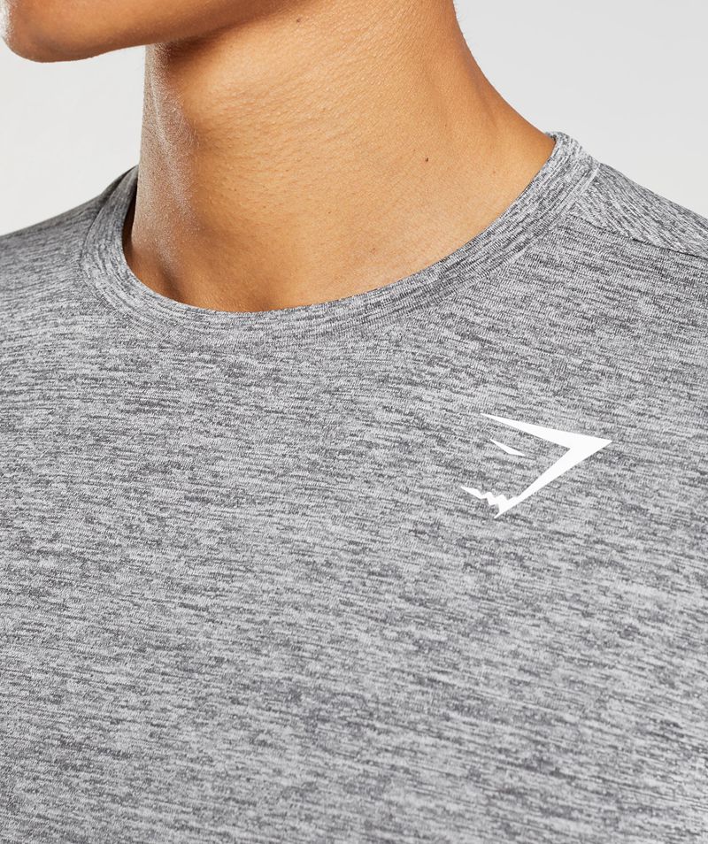 Men's Gymshark Arrival Long Sleeve T-Shirts Light Grey | USA  4728-GXOFB