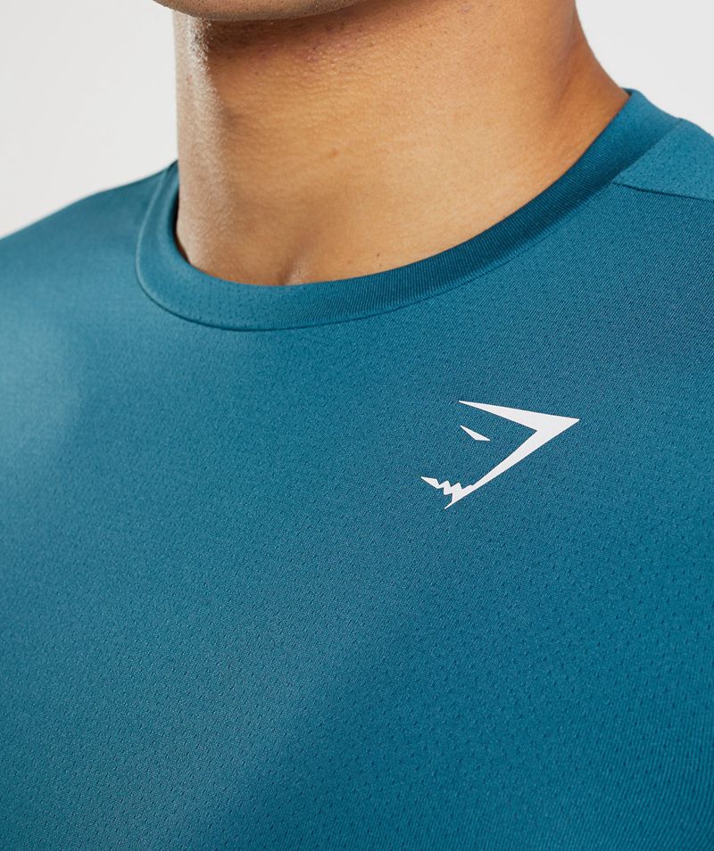 Men's Gymshark Arrival Long Sleeve T-Shirts Blue | USA  9652-LRHSV