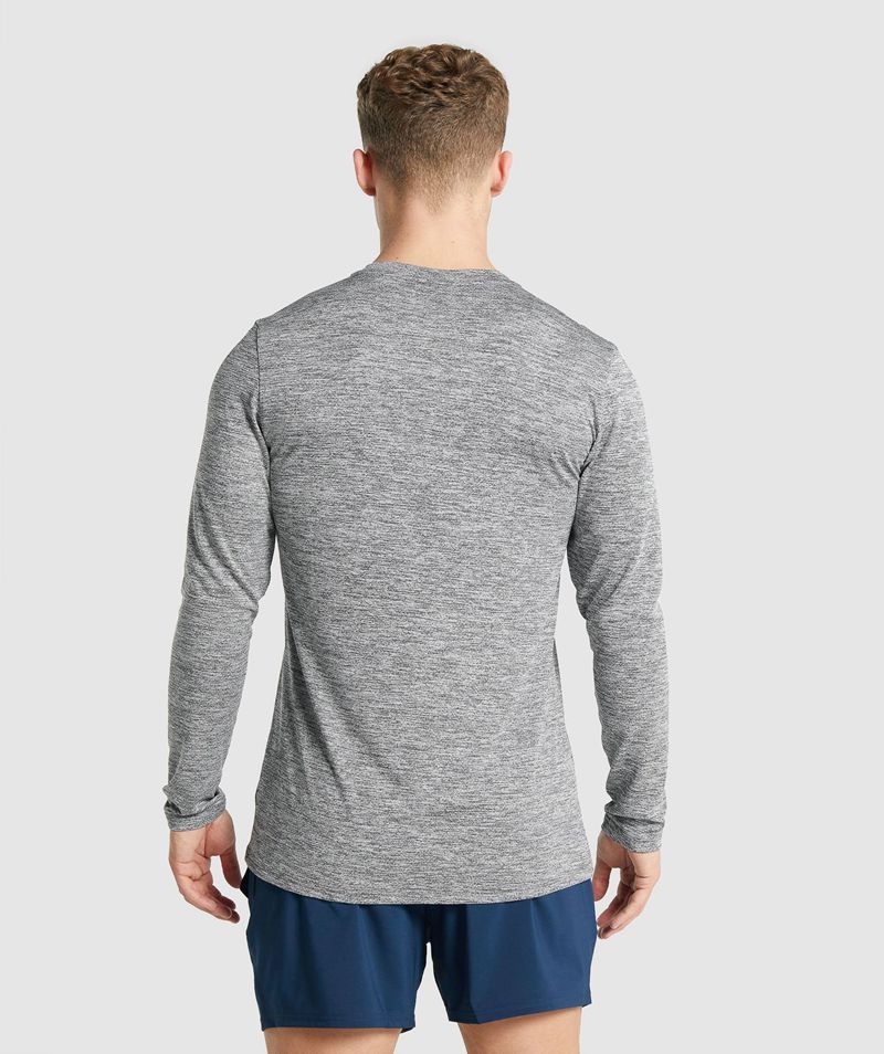 Men's Gymshark Arrival Marl Long Sleeve T-Shirts Grey | USA  1728-FYDAX