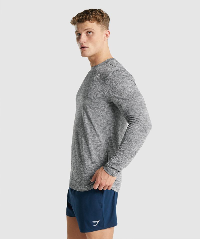 Men's Gymshark Arrival Marl Long Sleeve T-Shirts Grey | USA  1728-FYDAX