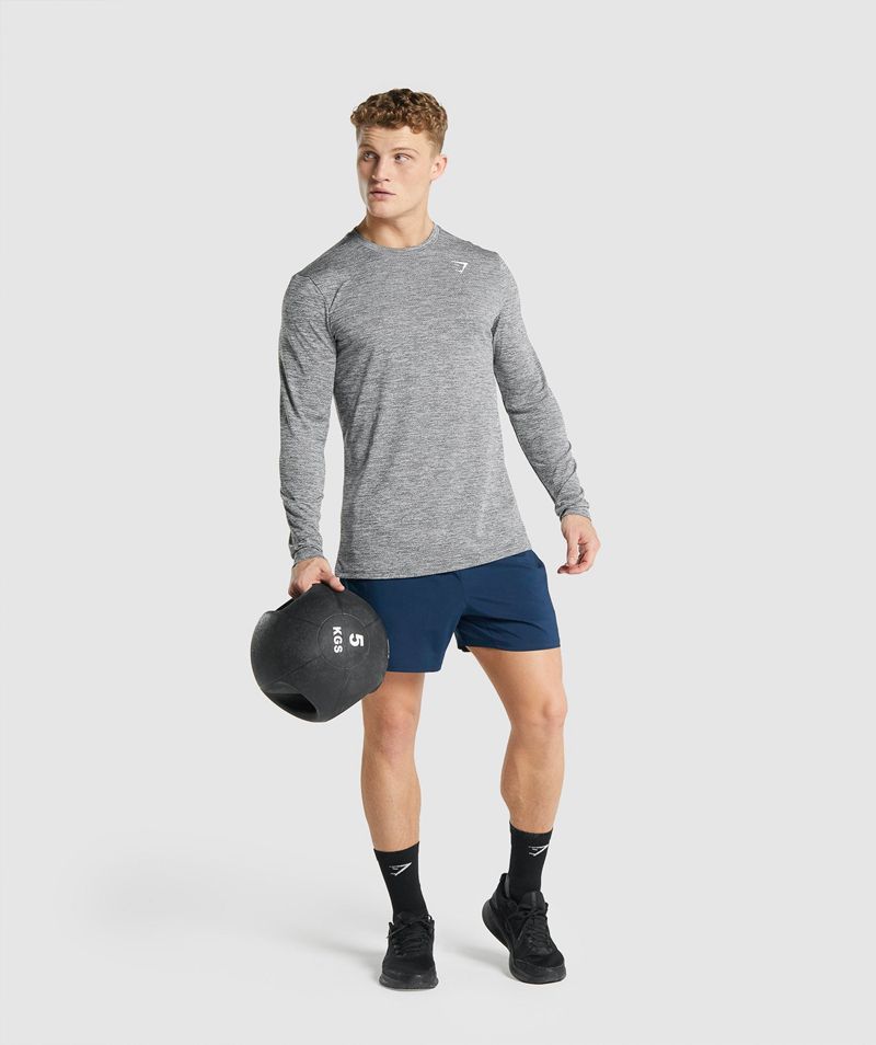 Men's Gymshark Arrival Marl Long Sleeve T-Shirts Grey | USA  1728-FYDAX