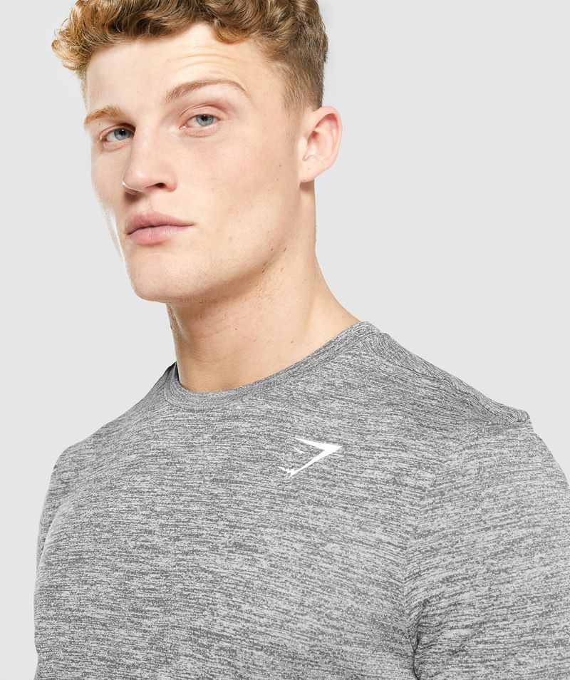 Men's Gymshark Arrival Marl Long Sleeve T-Shirts Grey | USA  1728-FYDAX