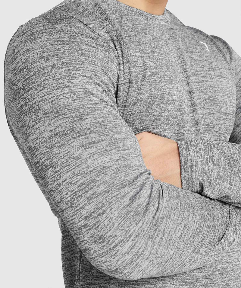 Men's Gymshark Arrival Marl Long Sleeve T-Shirts Grey | USA  1728-FYDAX